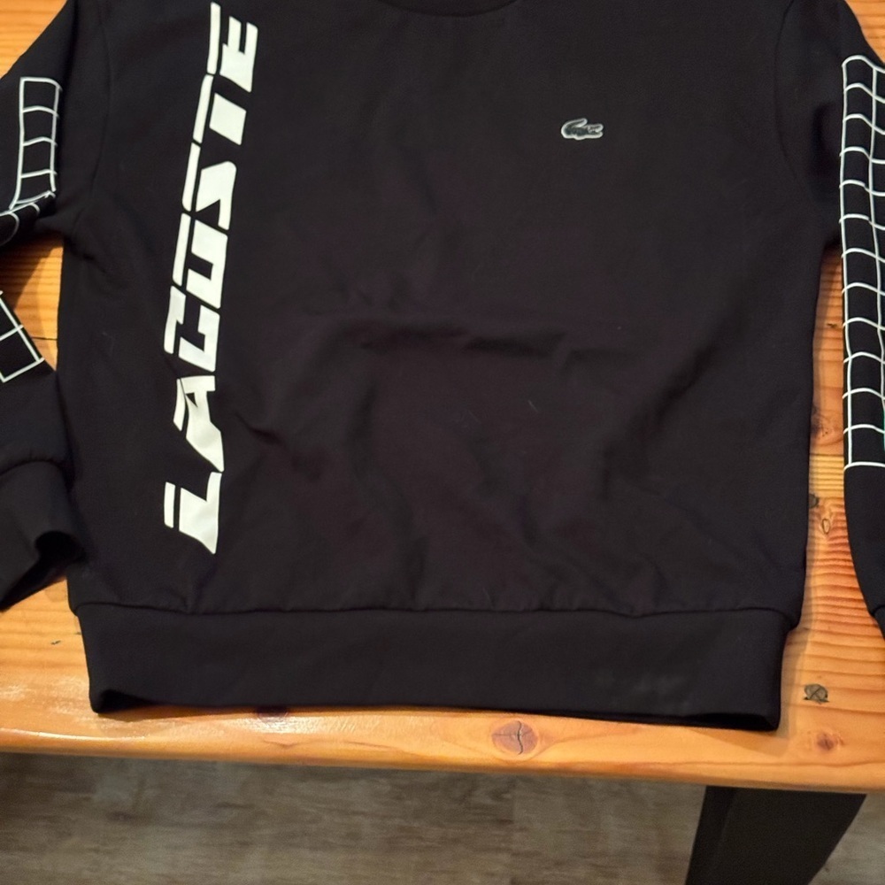 LACOSTE LOOSE FIT TWO-PLY PIQUE SWEATSHIRT (BLACK) Small - Picture 8 of 9